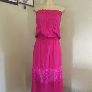 Small, Hot Pink Strapless Dress
